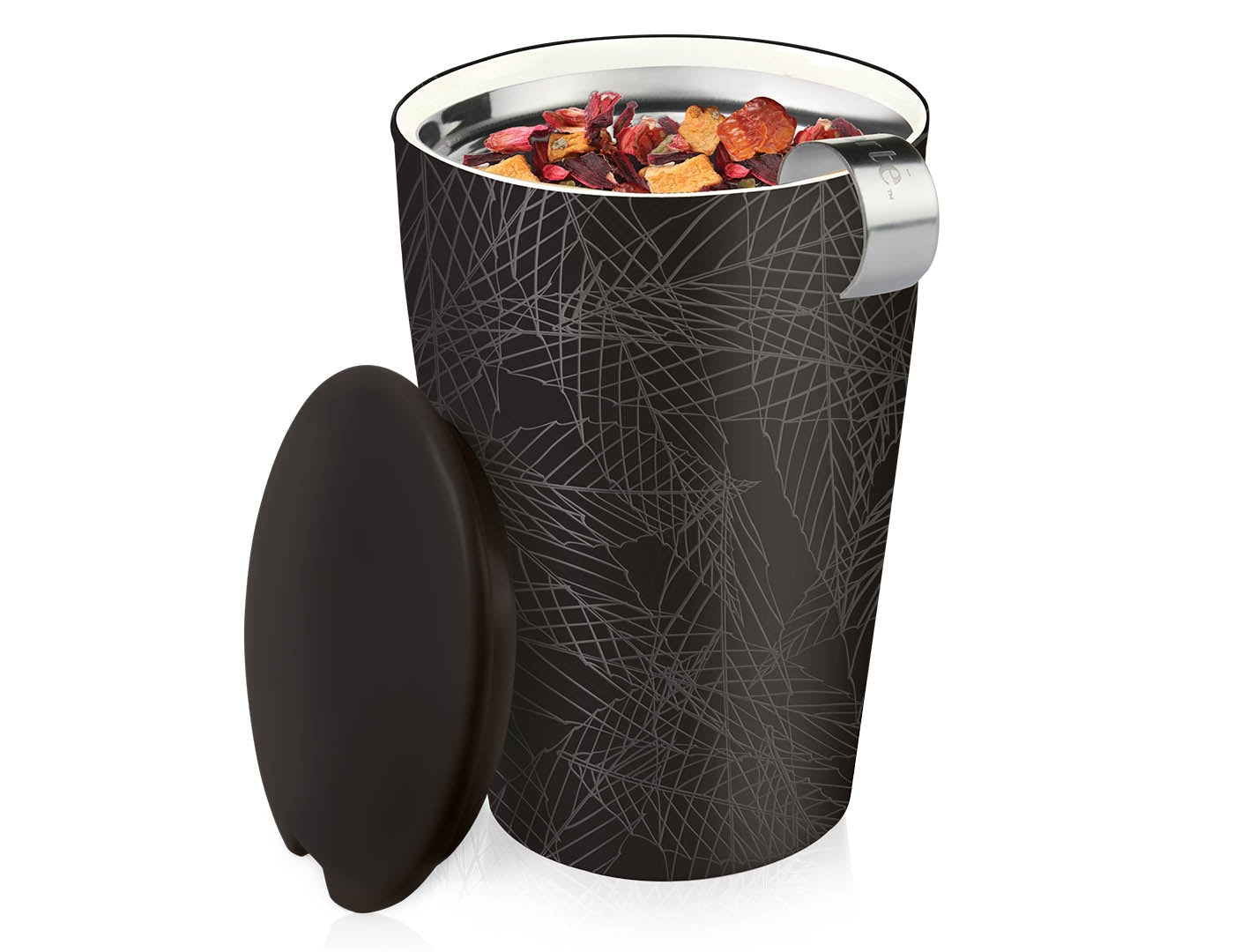 Noir design KATI® Steeping cup with infuser showing closeup of cup