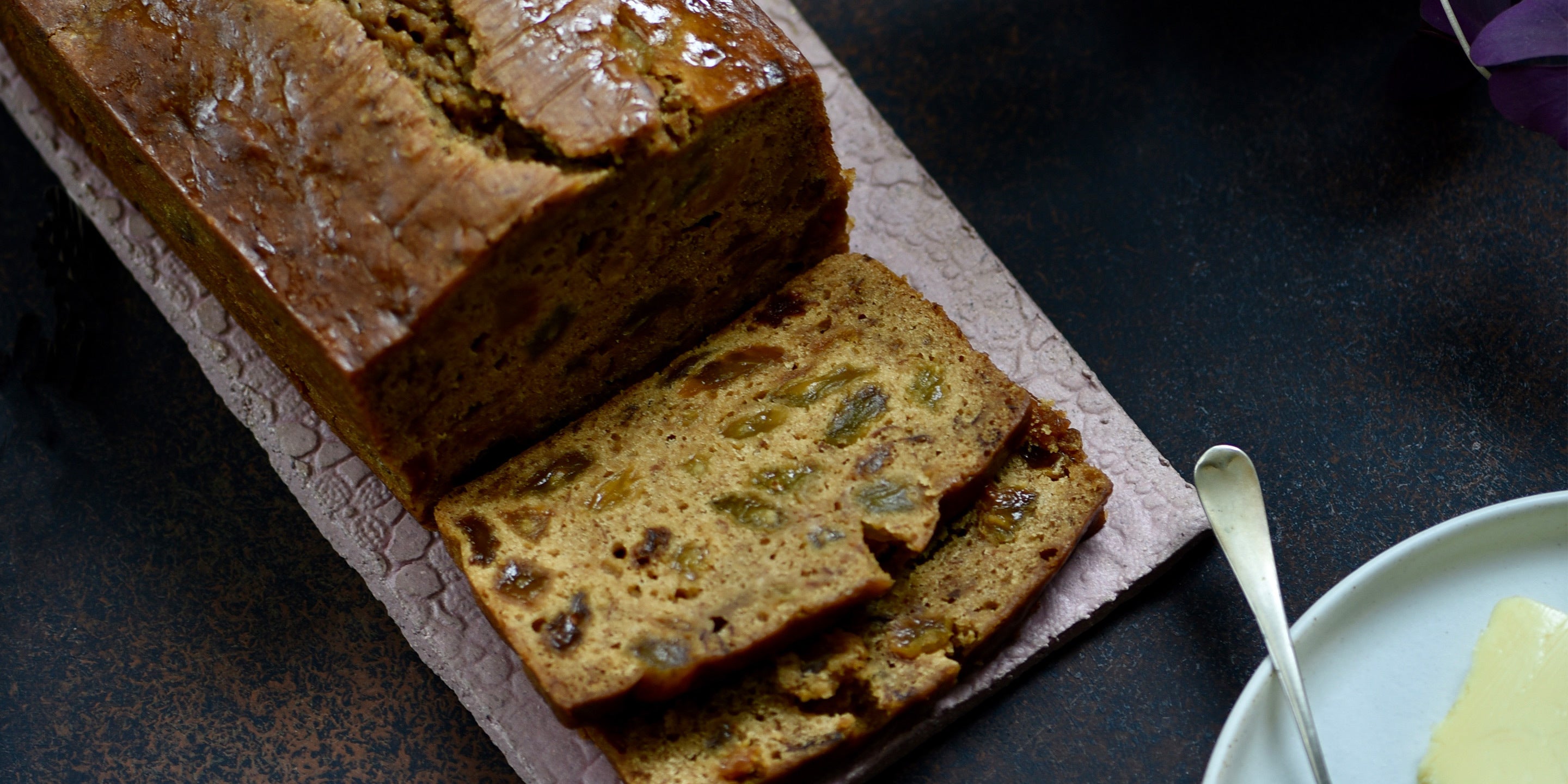 A sliced Earl Grey Tea Loaf