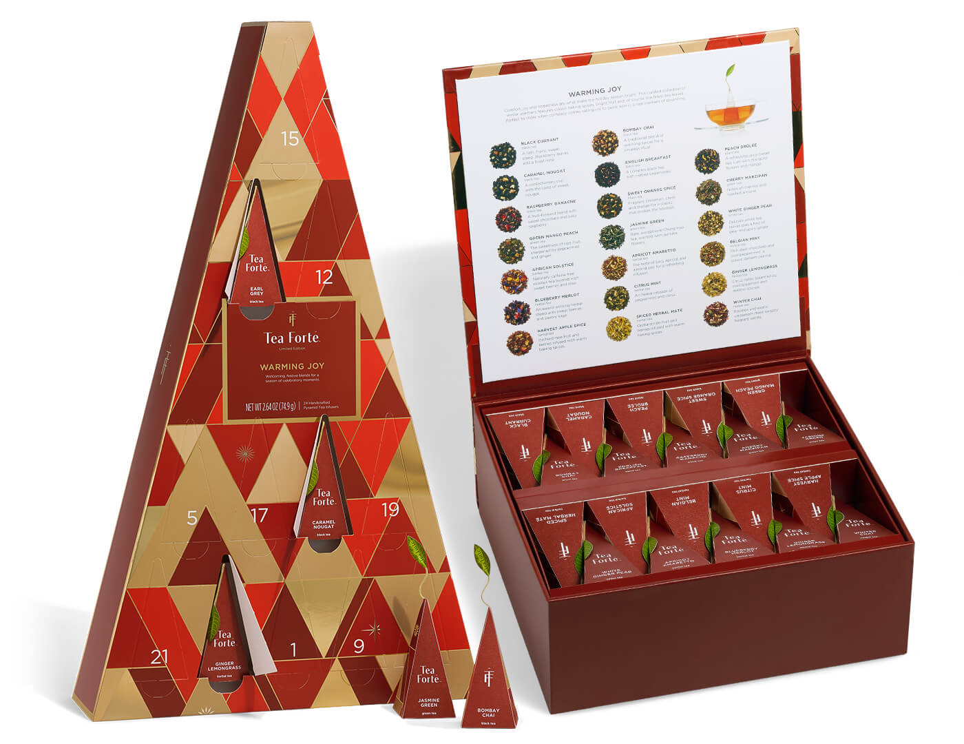 Warming Joy Assorted Adent and Warming Joy Tea Chest, open