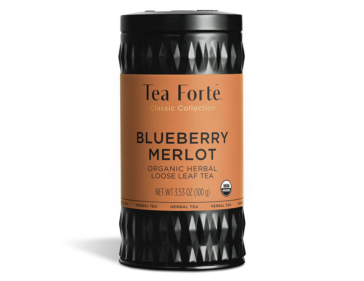 Blueberry Merlot tea in a Loose Leaf Tea Canister