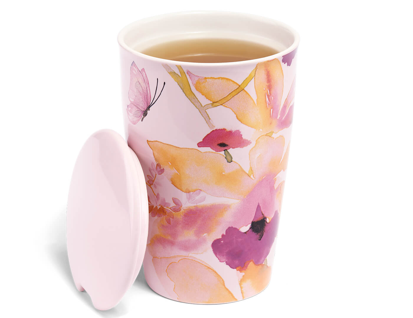 Mariposa Kati Steeping Cup & Infuser, open with tea inside