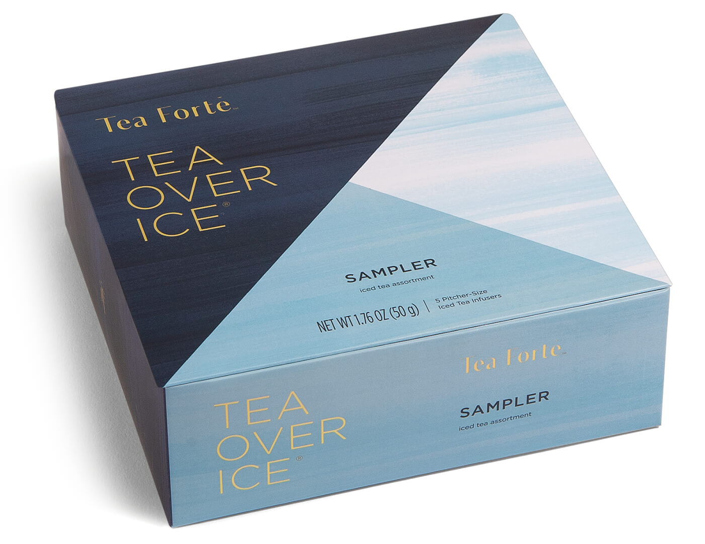 Closed box of the Tea Over Ice Sampler 5pk.