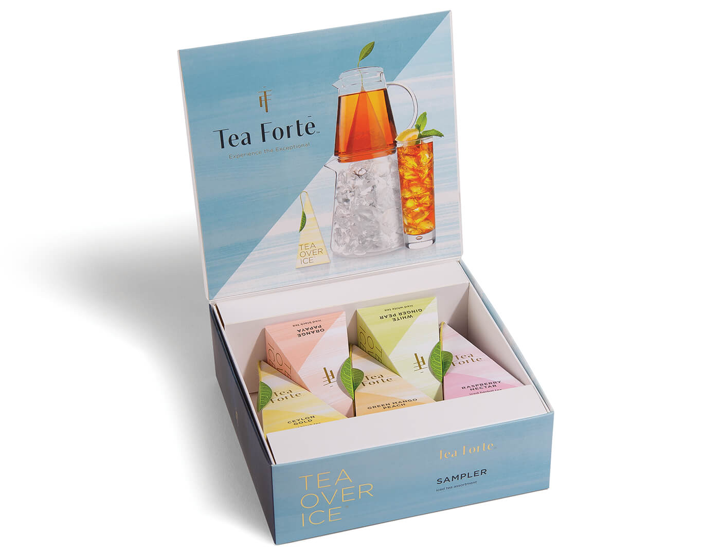 Open box of the Tea Over Ice Sampler 5pk.