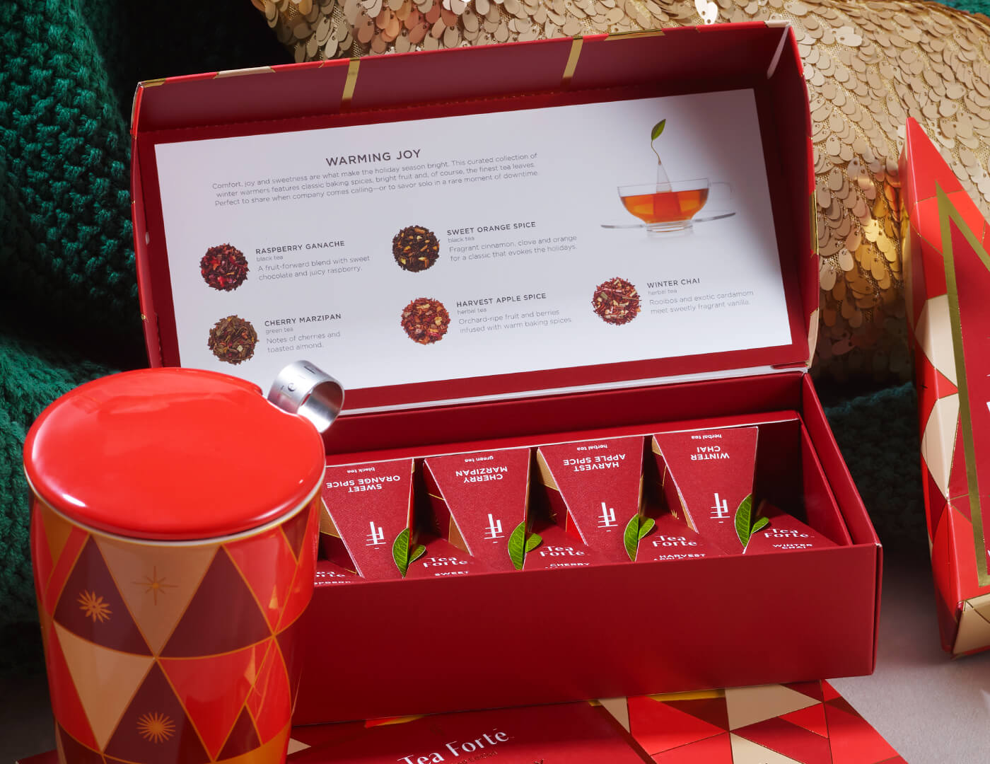 Warming Joy Petite Presentation Box, open with KATI Steeping Cup