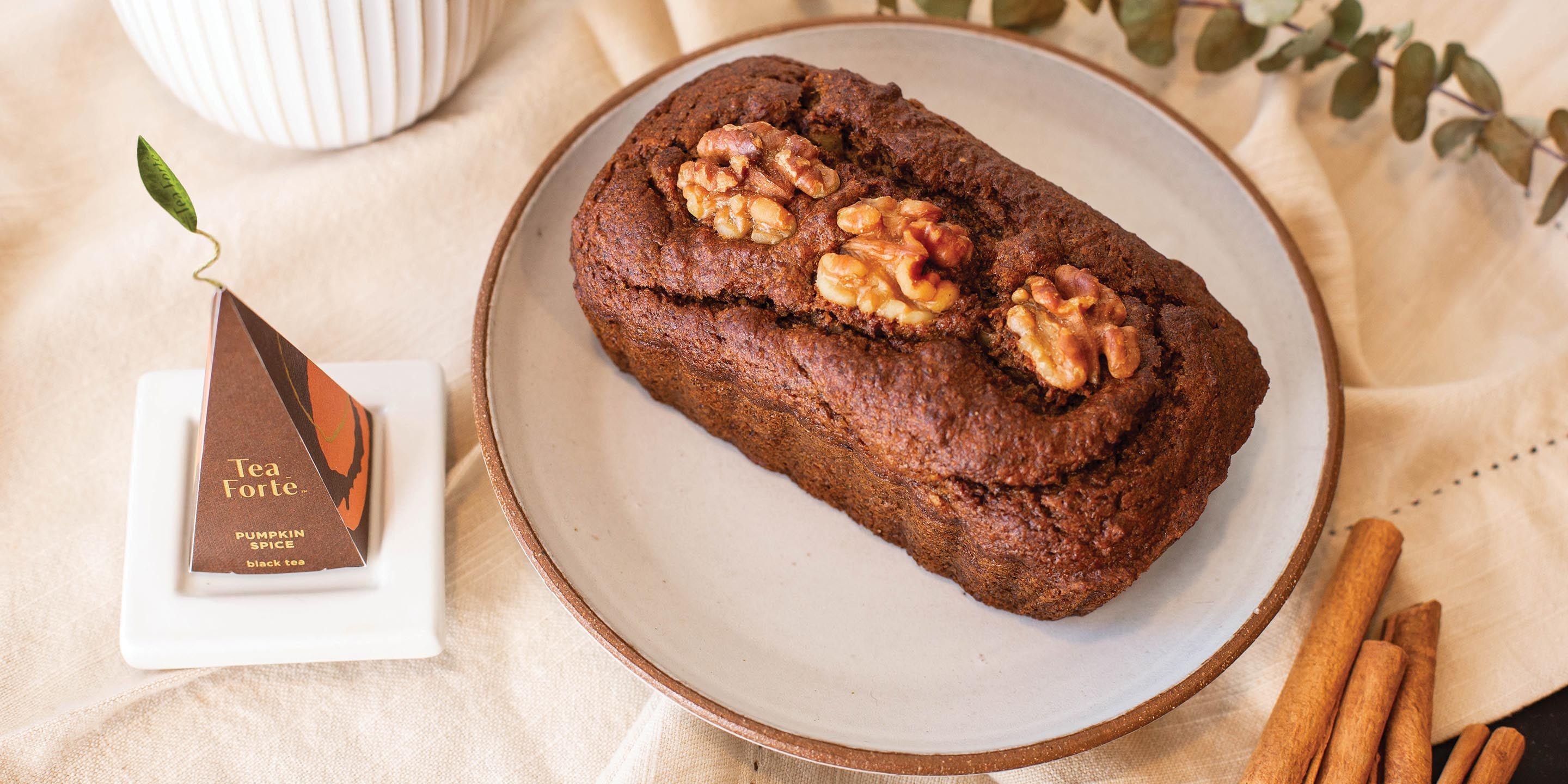 Pumpkin Spice Tea Loaf with tea infuser