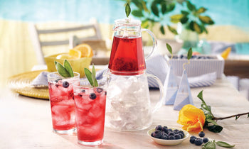 Tea Over Ice Pitcher Set with iced tea in glasses