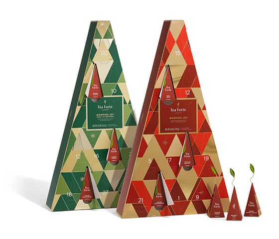 Warming Joy Advent Calendars in red and green